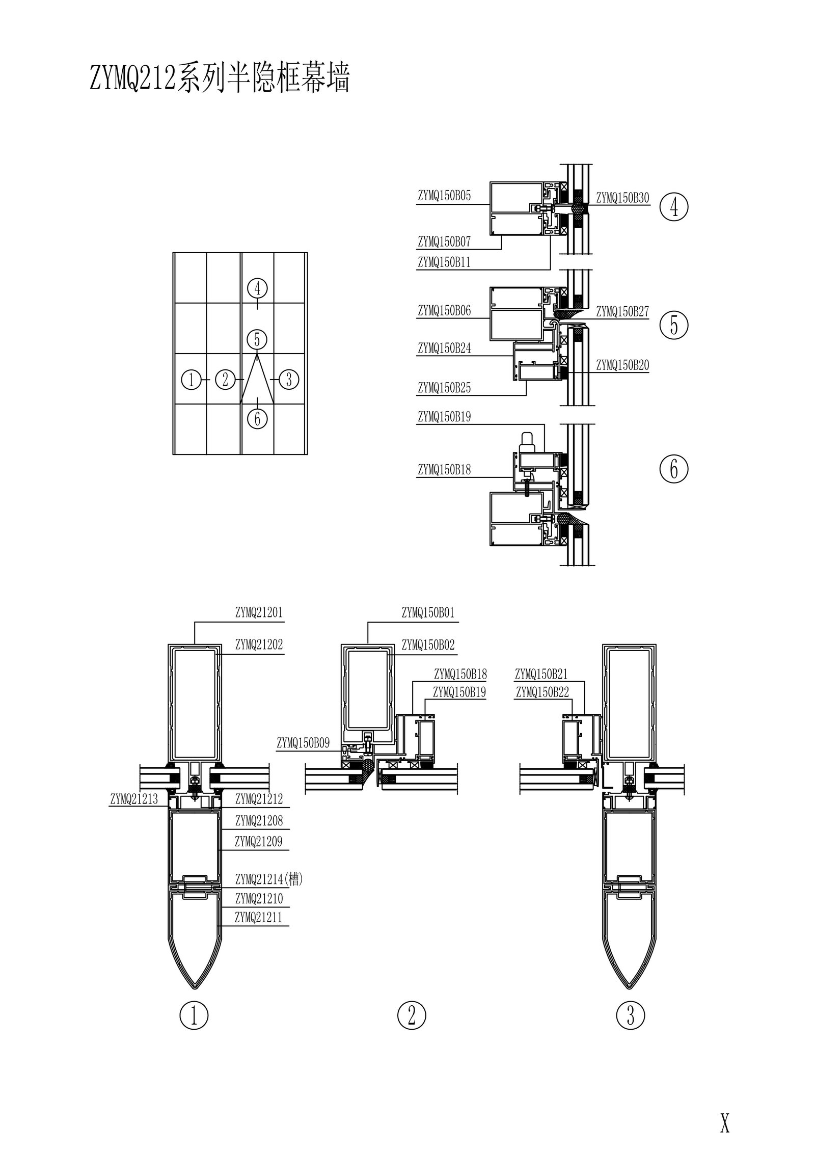 ZYMQ212 series semi-hidden frame curtain wall